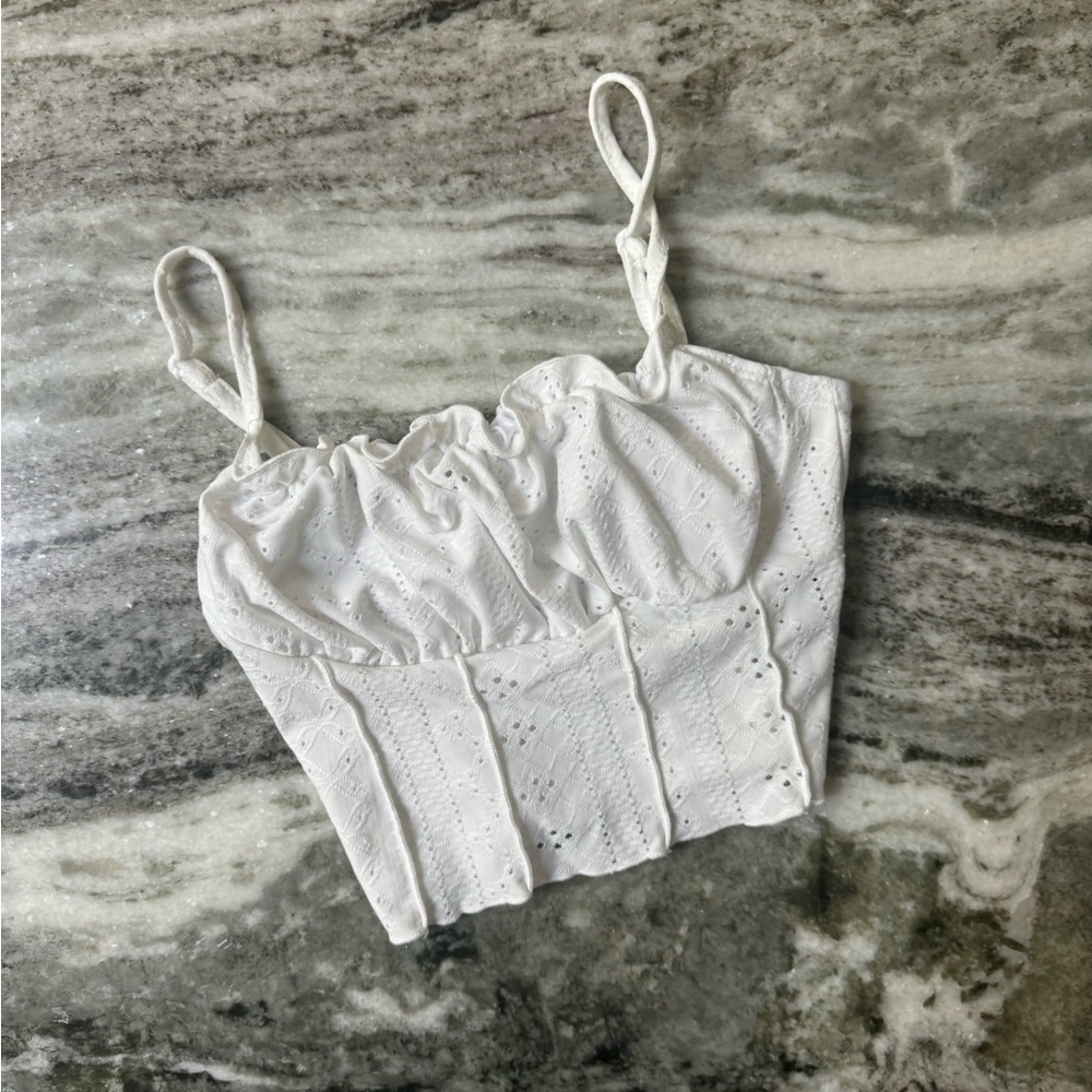 SHEIN XS/S White Eyelet Crop Top